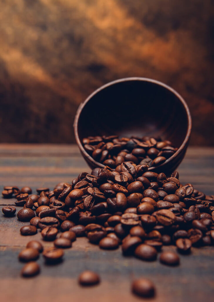 dark coffee beans bowl brown table 1
