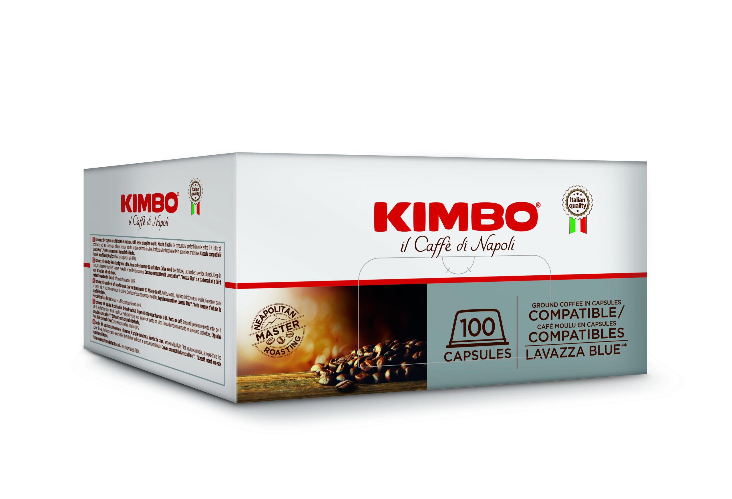 Kimbo Blue 100cps Decaffeinato, and others